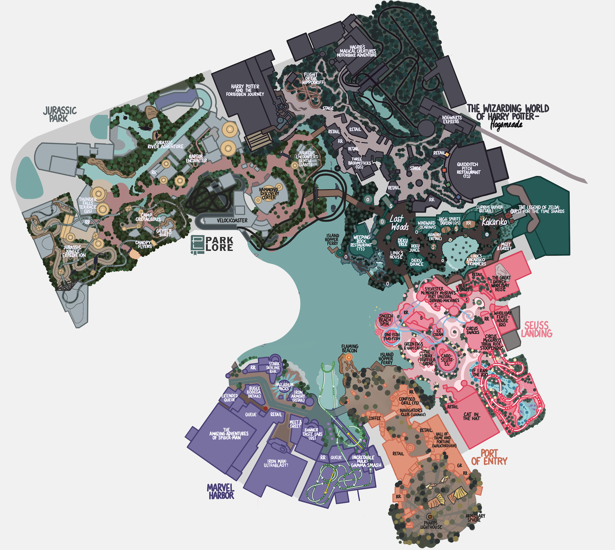 2008 Adventure Guide From Universal's Islands Of Adventure - Fold Out Map